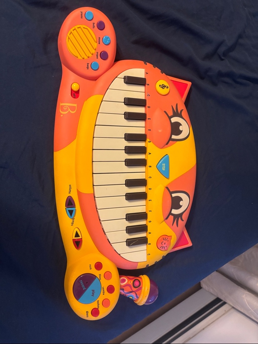 Colorful Orange & Yellow Kids Keyboard Toy with Microphone